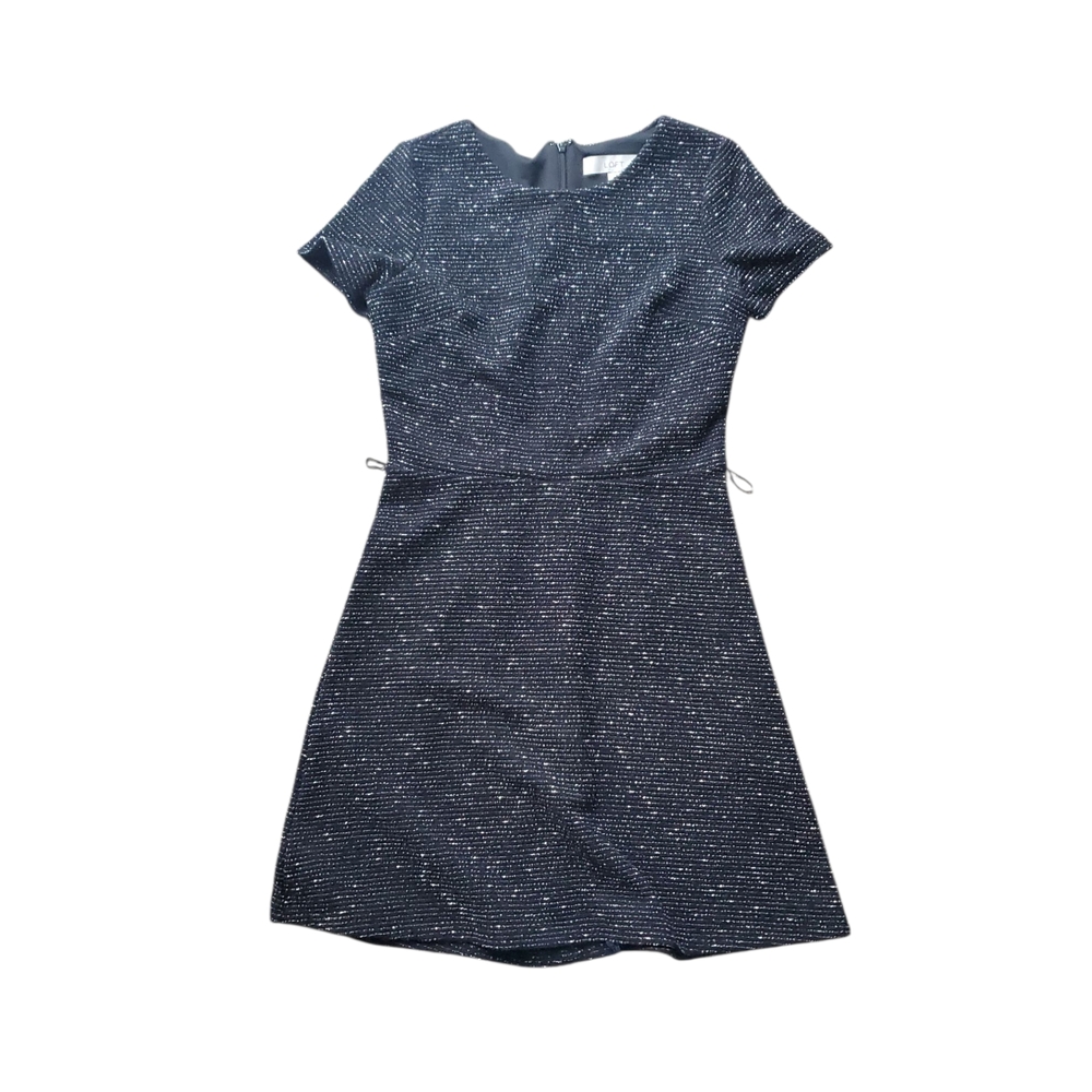 LOFT Black and White Textured Mini Dress